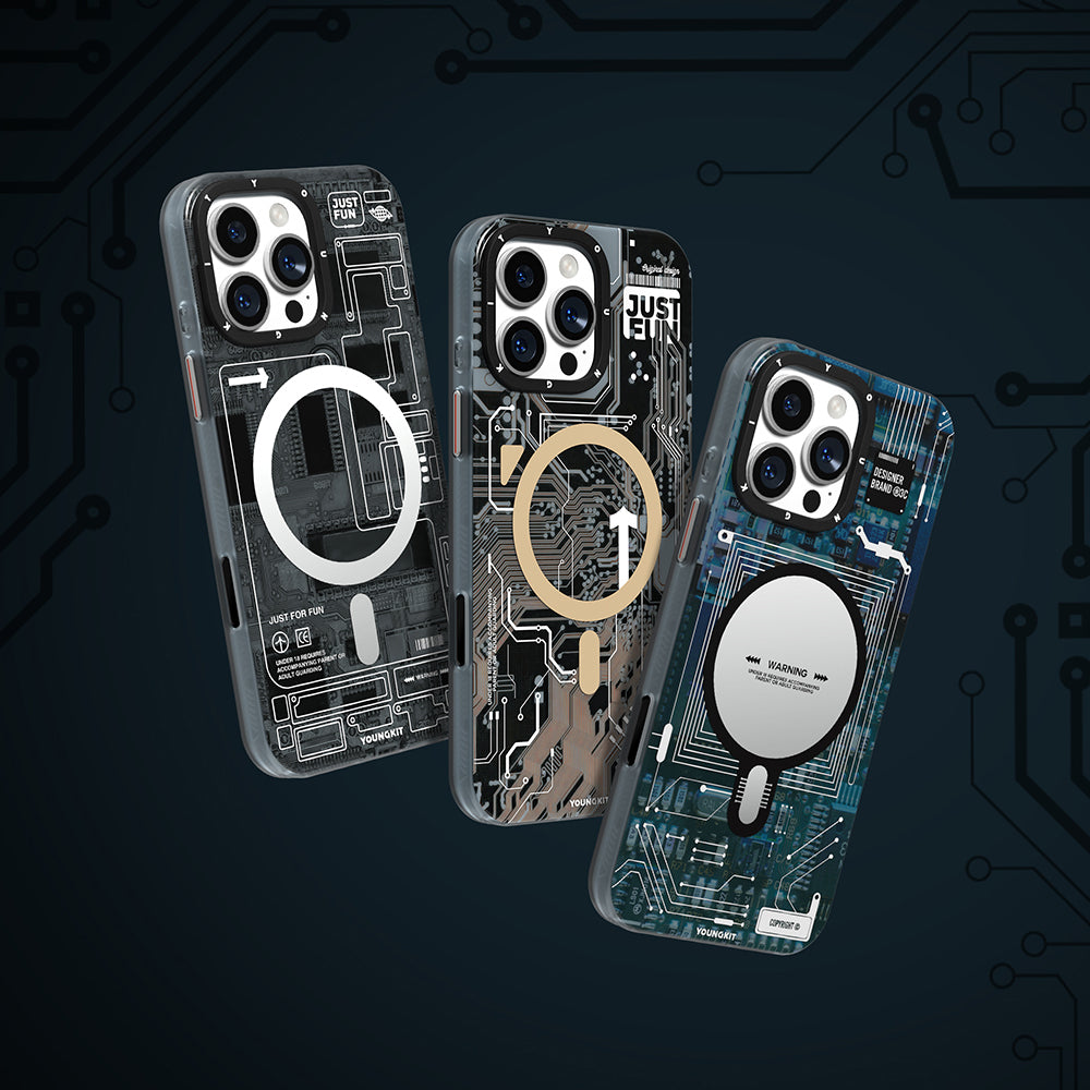 Apple iPhone 16 Pro Kılıf M-safe Şarj Özellikli Kamera Denetim Butonlu Youngkit Technology Serisi Kapak Mavi