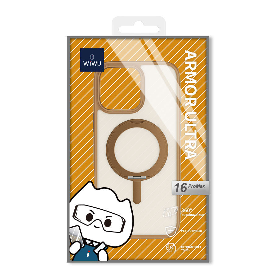 Apple iPhone 16 Pro Kılıf Magsafe Şarj Özellikli Parmak İzi Bırakmayan Wiwu FGG-202 Armor Ultra Serisi Kapak Gold