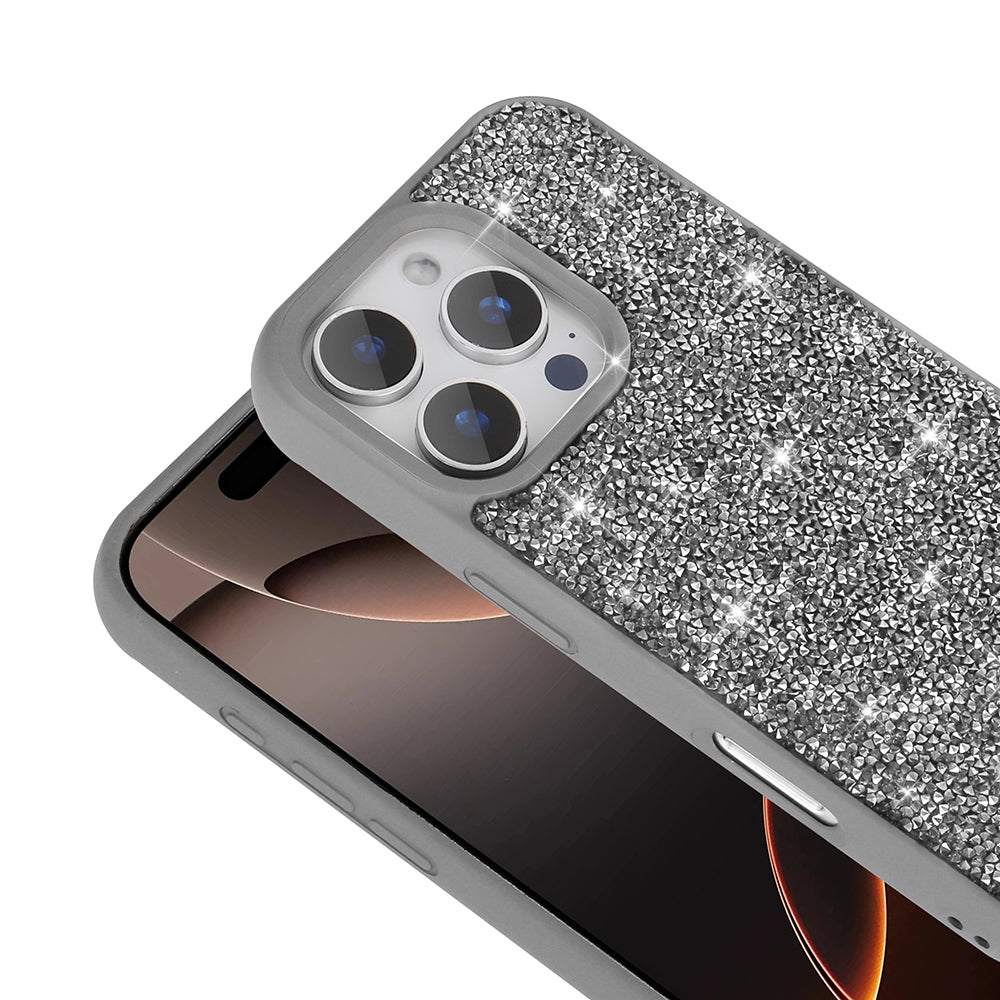 Apple iPhone 16 Pro Kılıf Parlak Taşlı Tasarım Zore Pırlanta Kapak Lila