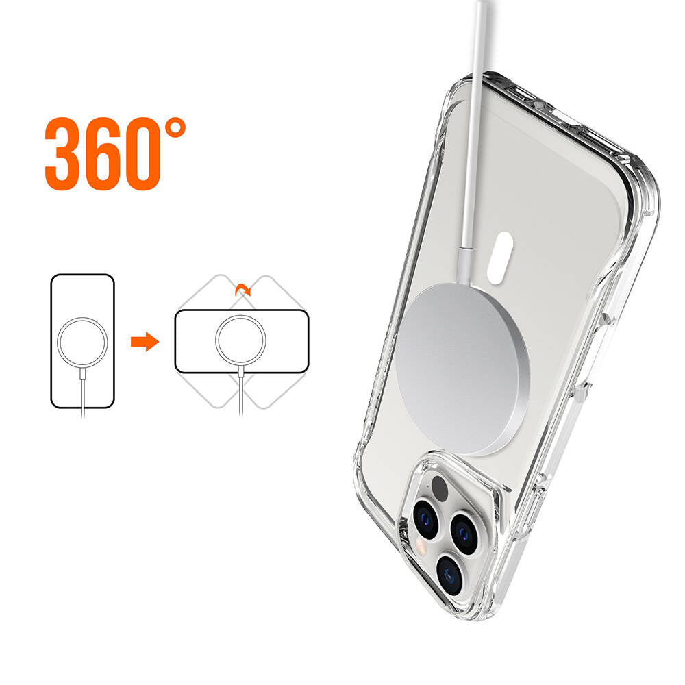 Apple iPhone 16 Pro Kılıf Zore M-safe Şarj Özellikli T-Max M-safe Kapak Şeffaf