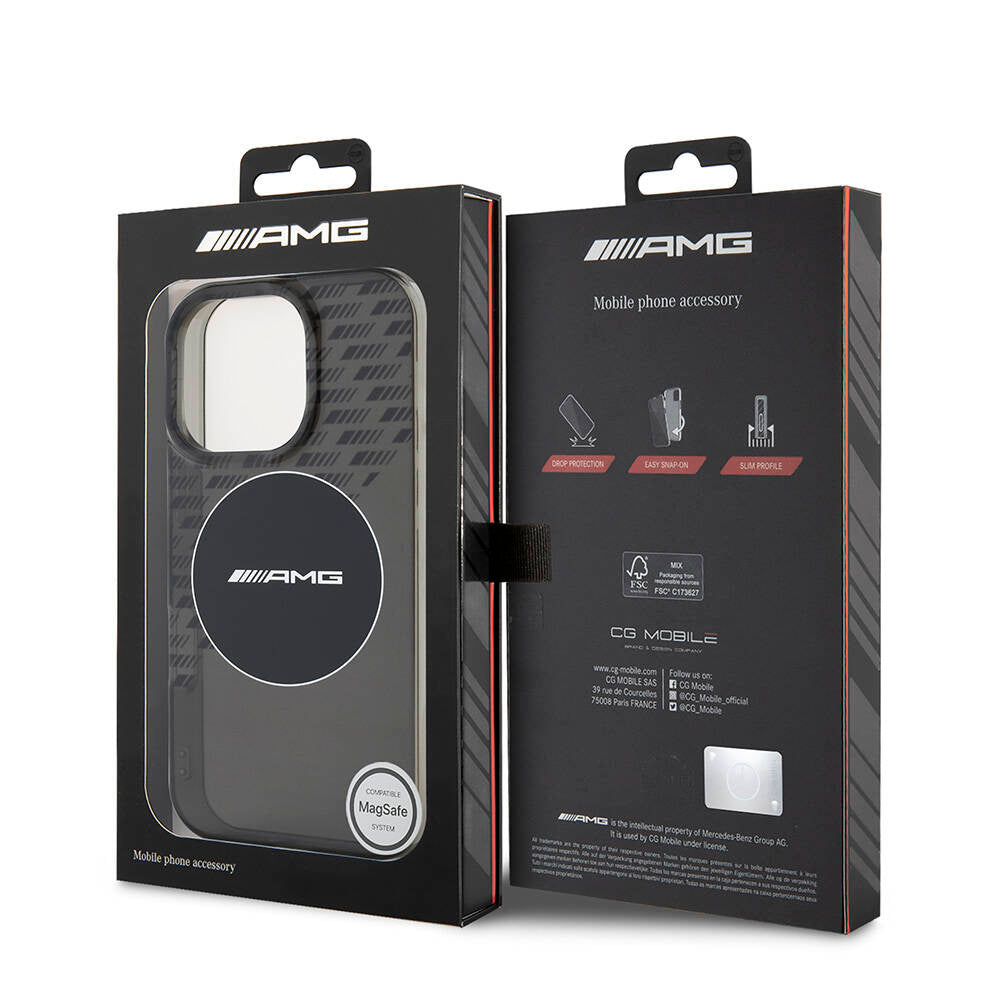 Apple iPhone 16 Pro Max Kılıf AMG Orjinal Lisanslı Magsafe Şarj Özellikli IML Baskı Logolu Smoked Kapak Siyah
