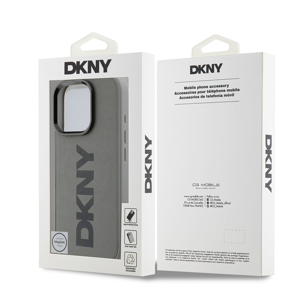 Apple iPhone 16 Pro Max Kılıf DKNY Orjinal Lisanslı Magsafe Şarj Özellikli PU Deri Plain Kapak Kahverengi