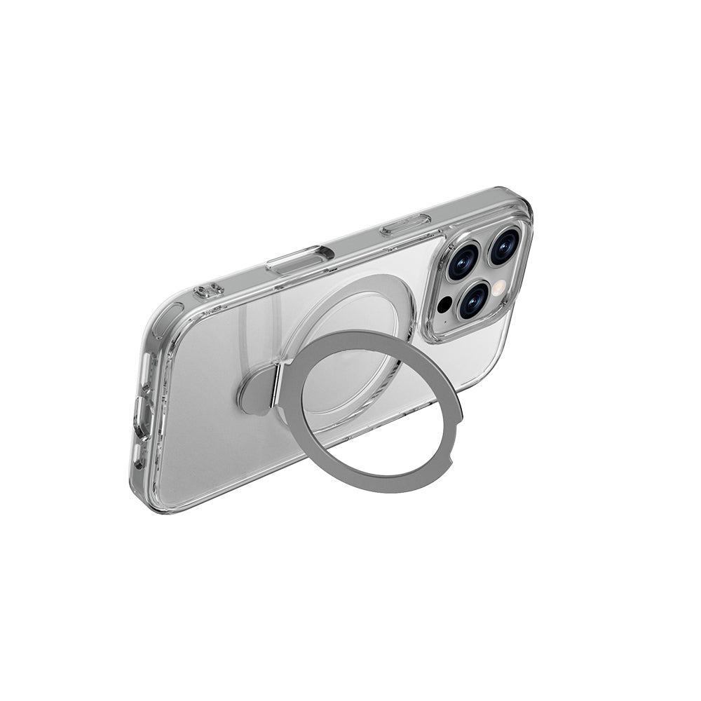 Apple iPhone 16 Pro Max Kılıf Magsafe Şarj Özellikli Raptic Air Stand Serisi Buzlu Transparan Tasarımlı Standlı Kapak Şeffaf