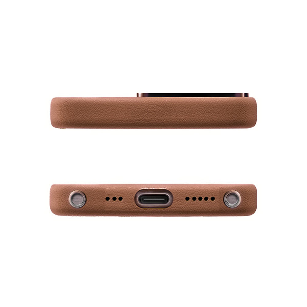 Apple iPhone 16 Pro Max Kılıf M-safe Şarj Özellikli Standlı Suni Deri Tasarımlı Pynana Dancing Circle Serisi Kapak Lila