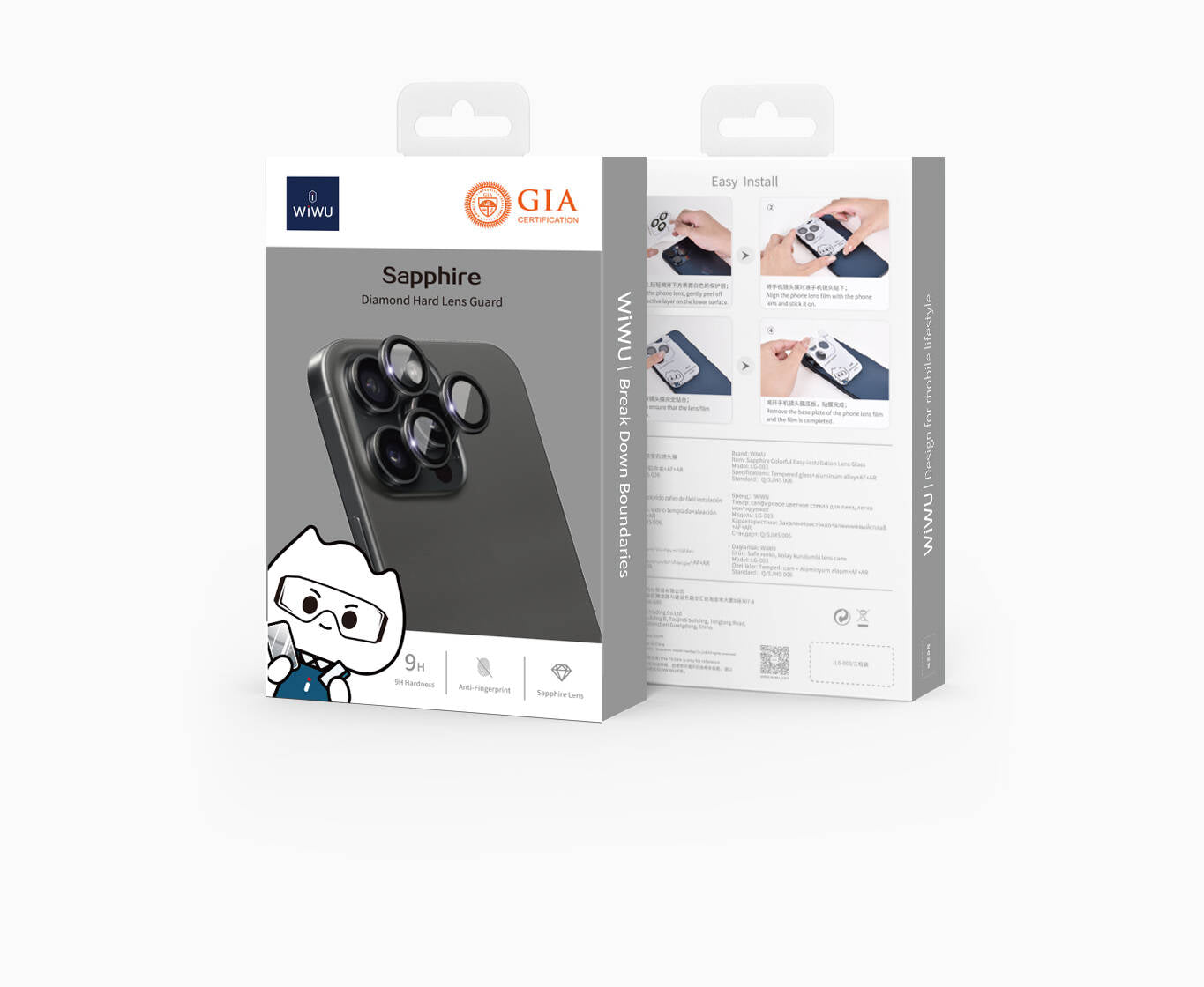 Apple iPhone 16 Pro Wiwu LG-003 Lens Guard Çizilmeye Karşı Dayanıklı Safir Kamera Lens Koruyucu Gri