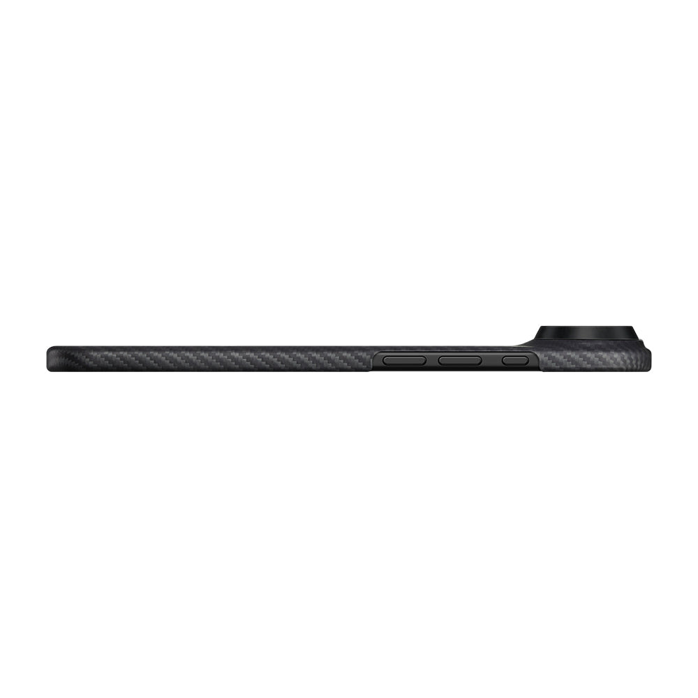Apple iPhone 17 Air Kılıf M-safe Şarj Özellikli 1500D Aramid Fiber Pitaka Ultra-Slim Classic Serisi Black-Grey Twill Kapak Siyah-Gri