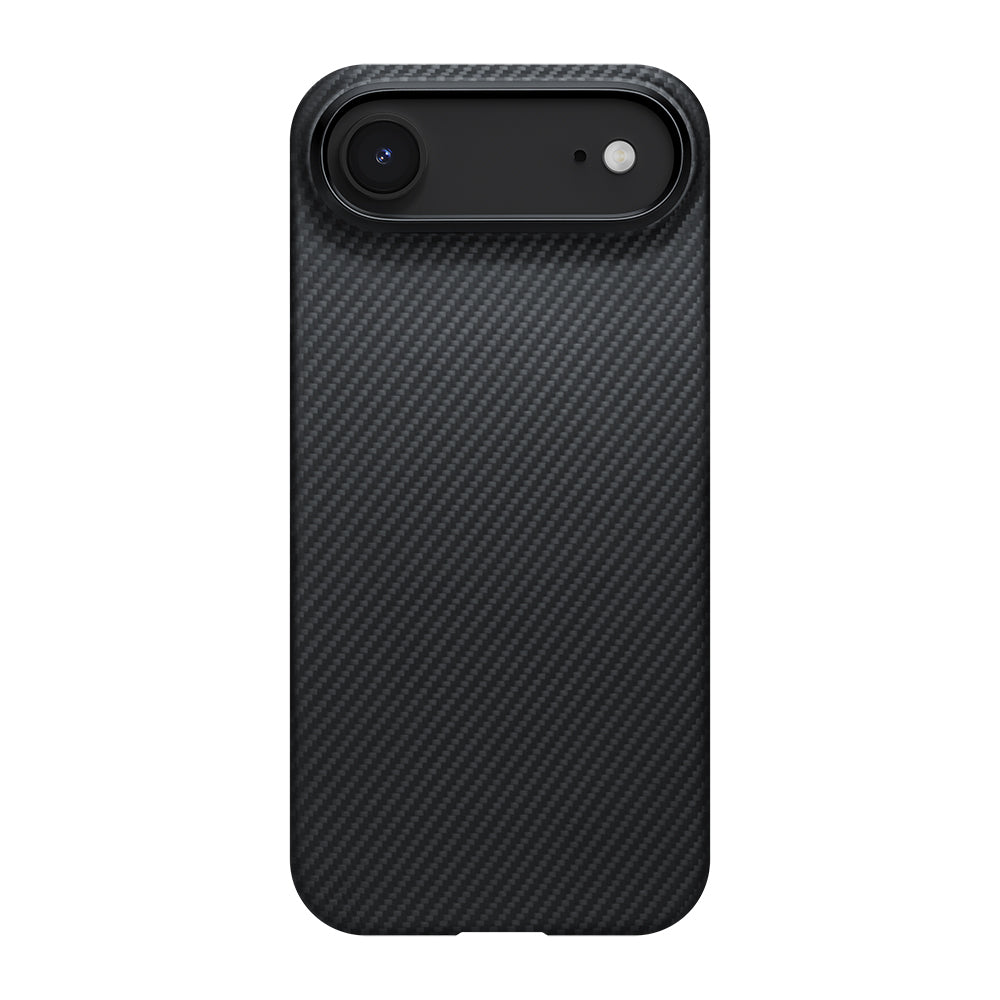 Apple iPhone 17 Air Kılıf M-safe Şarj Özellikli 1500D Aramid Fiber Pitaka Ultra-Slim Classic Serisi Black-Grey Twill Kapak Siyah-Gri