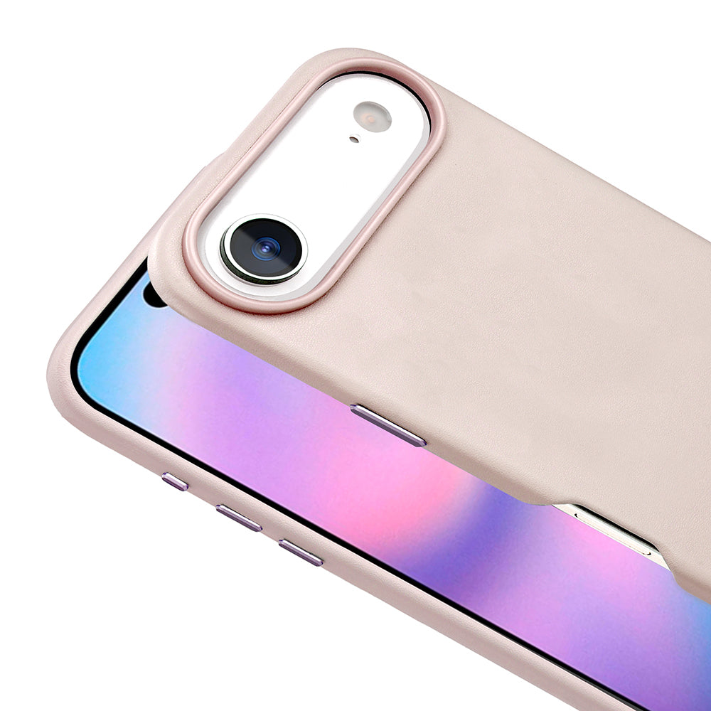 Apple iPhone 17 Air Kılıf M-safe Şarj Özellikli PU Deri Görünümlü Zore Kupra Kapak Pembe