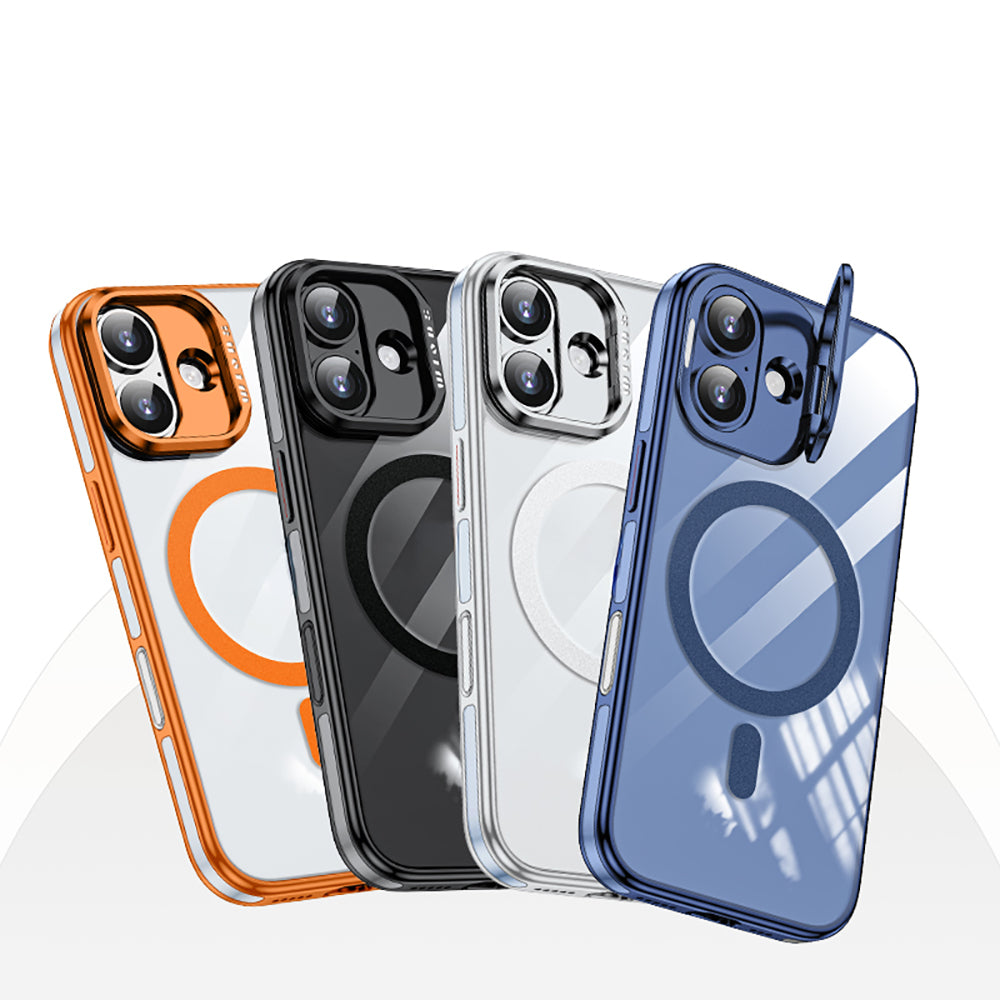 Apple iPhone 17 Kılıf M-safe Şarj Özellikli Wlons Standlı Efsane Kapak Gümüş