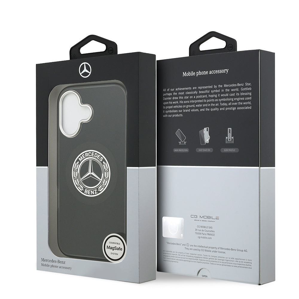 Apple iPhone 17 Kılıf Mercedes Benz Orjinal Lisanslı M-safe Şarj Özellikli Çift Katmanlı PC Nostaljik Yıldız Dizayn Kapak Gri