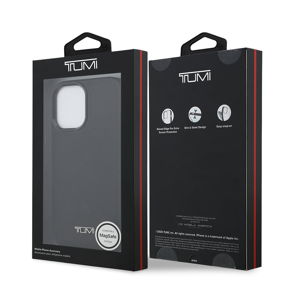 Apple iPhone 17 Kılıf TUMI M-safe Şarj Özellikli Deri Noktalı Dizayn Kapak Siyah