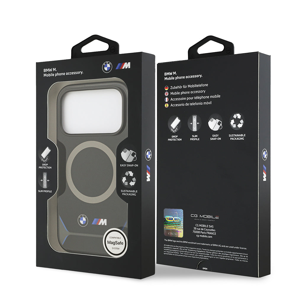 Apple iPhone 17 Pro Kılıf BMW Orjinal Lisanslı M-safe Şarj Özellikli Metal Buton Tasarımlı IML Baskılı M Dizayn Kapak Mavi