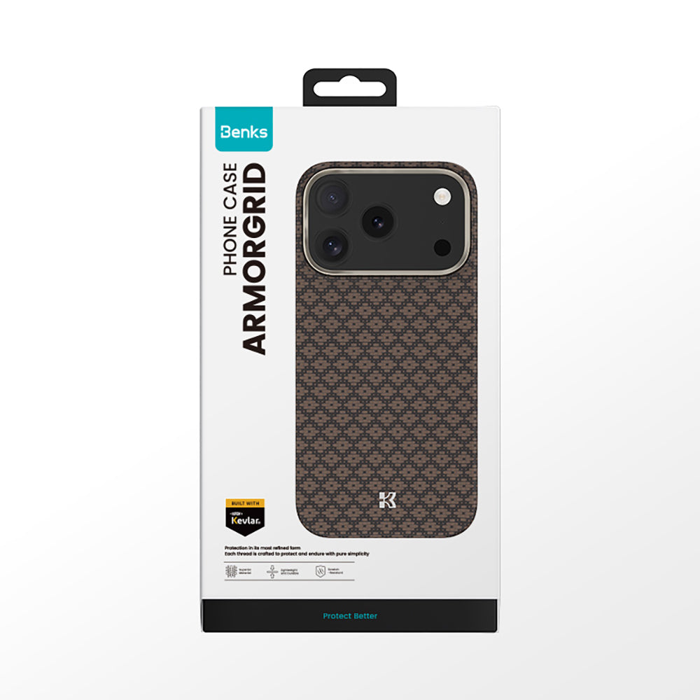 Apple iPhone 17 Pro Kılıf M-Safe Şarj Özellikli Benks ArmorAir ArmorGrid Serisi Kevlar Kapak Mavi