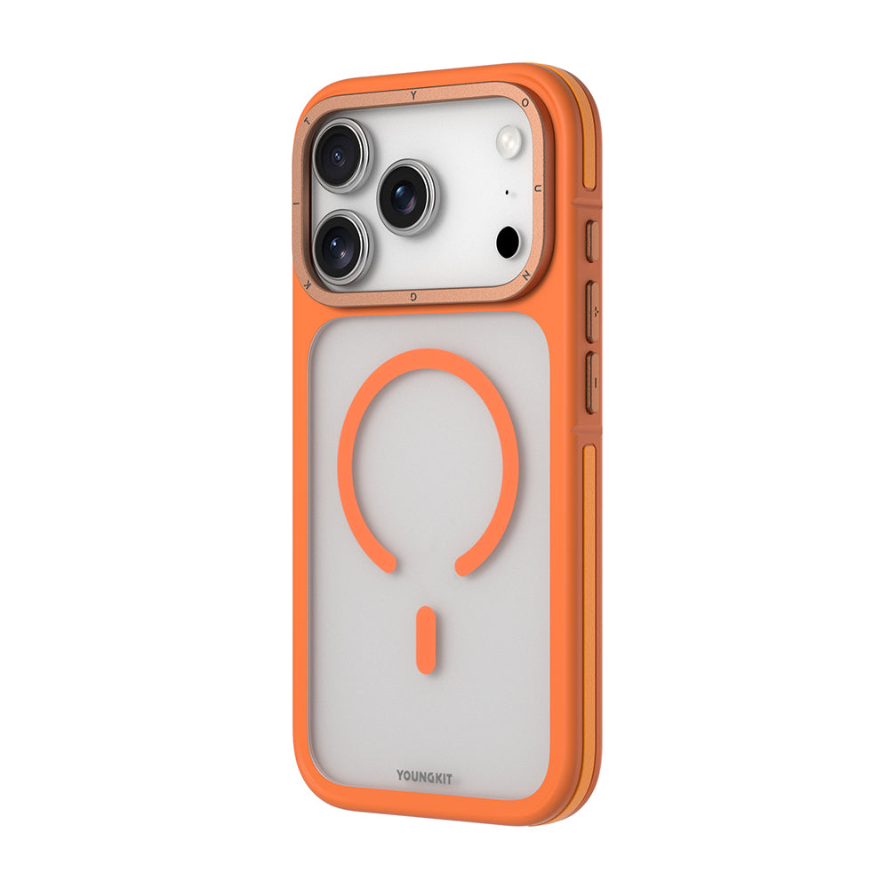 Apple iPhone 17 Pro Kılıf M-safe Şarj Özellikli Youngkit Rock Sand Serisi Kapak Gri