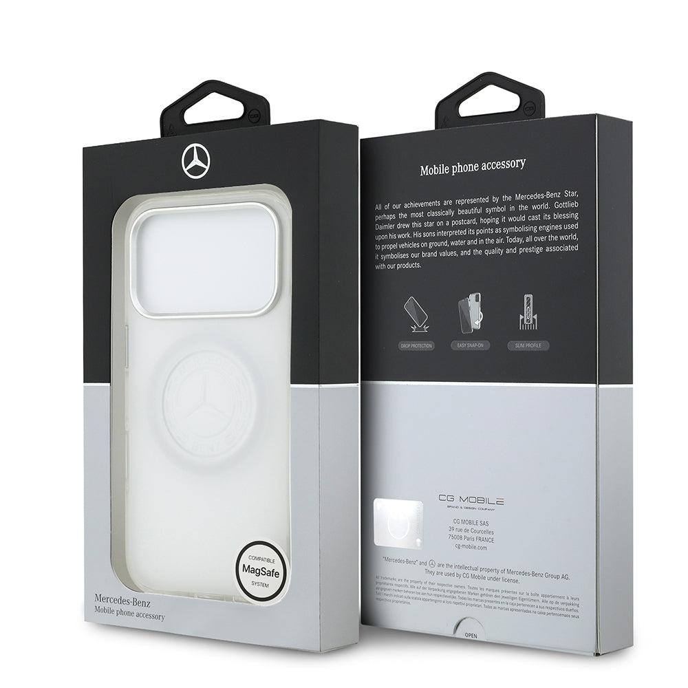 Apple iPhone 17 Pro Kılıf Mercedes Benz Orjinal Lisanslı M-safe Şarj Özellikli Buzlu PC Nostaljik Yıldız Dizayn Kapak Siyah