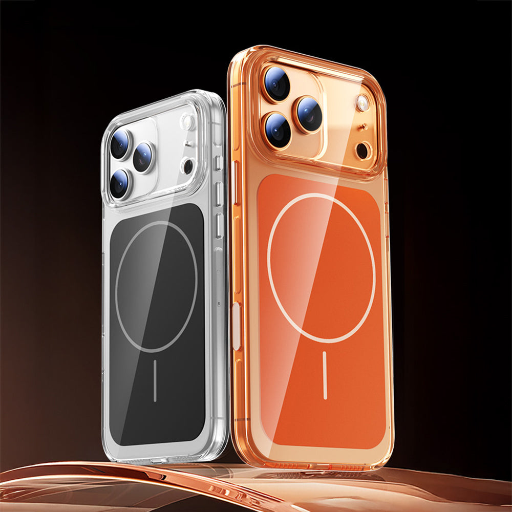 Apple iPhone 17 Pro Kılıf Zore M-safe Şarj Özellikli Şeffaf Kamera Kontrol Butonlu Lugano Kapak Beyaz