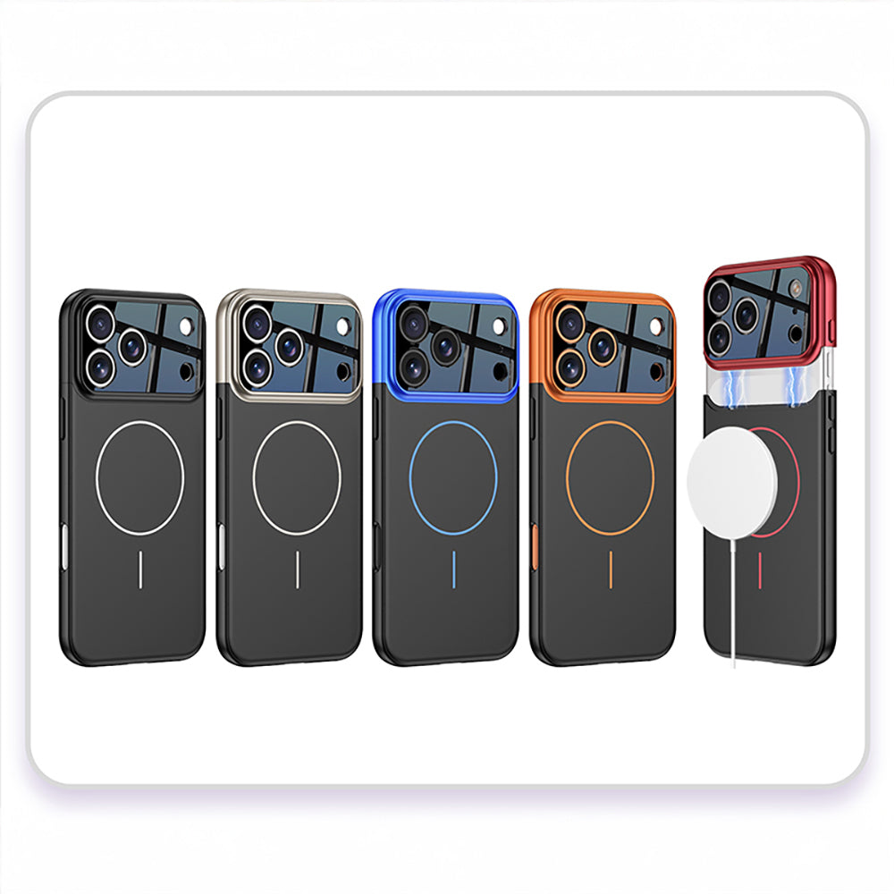 Apple iPhone 17 Pro Max Kılıf M-safe Şarj Özellikli Çift Parçalı Zore Napoli Kapak Lacivert-Siyah