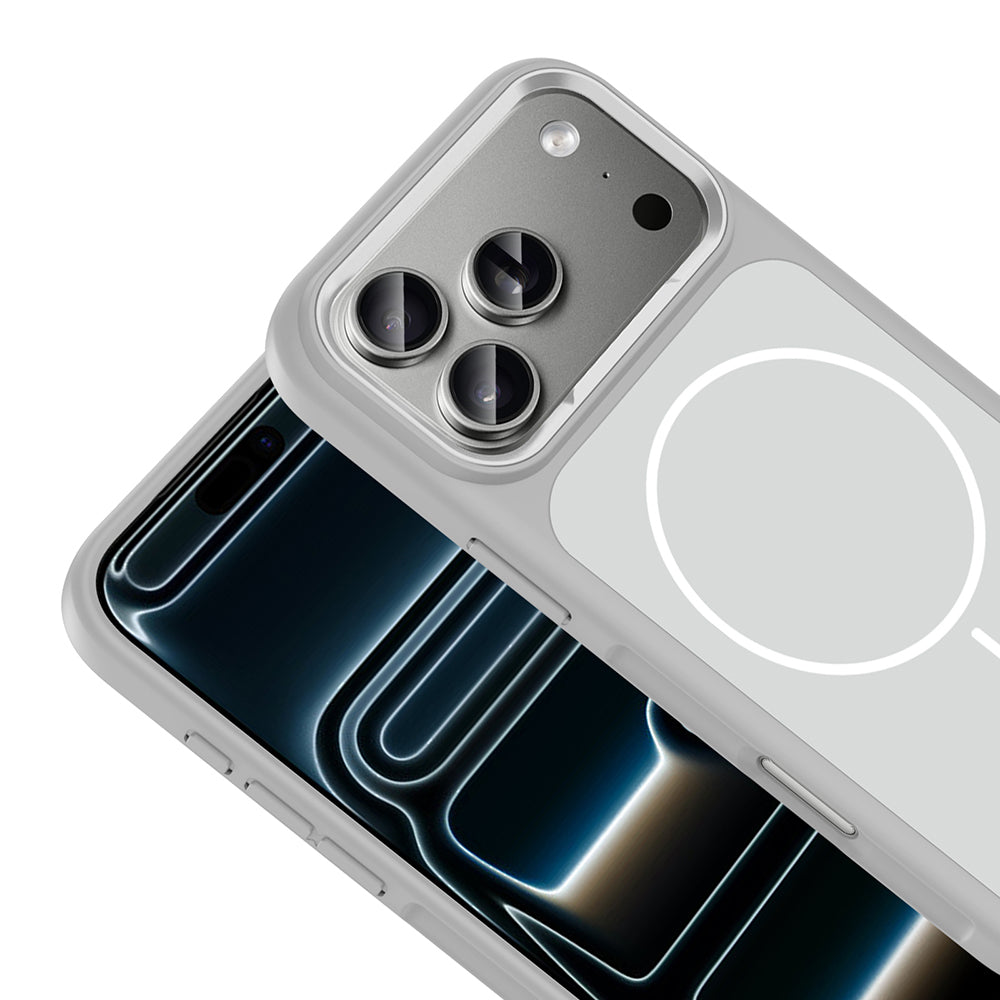 Apple iPhone 17 Pro Max Kılıf M-Safe Şarj Özellikli Metal Kamera Çerçeveli Zore Sanremo Silikon Kapak Turuncu