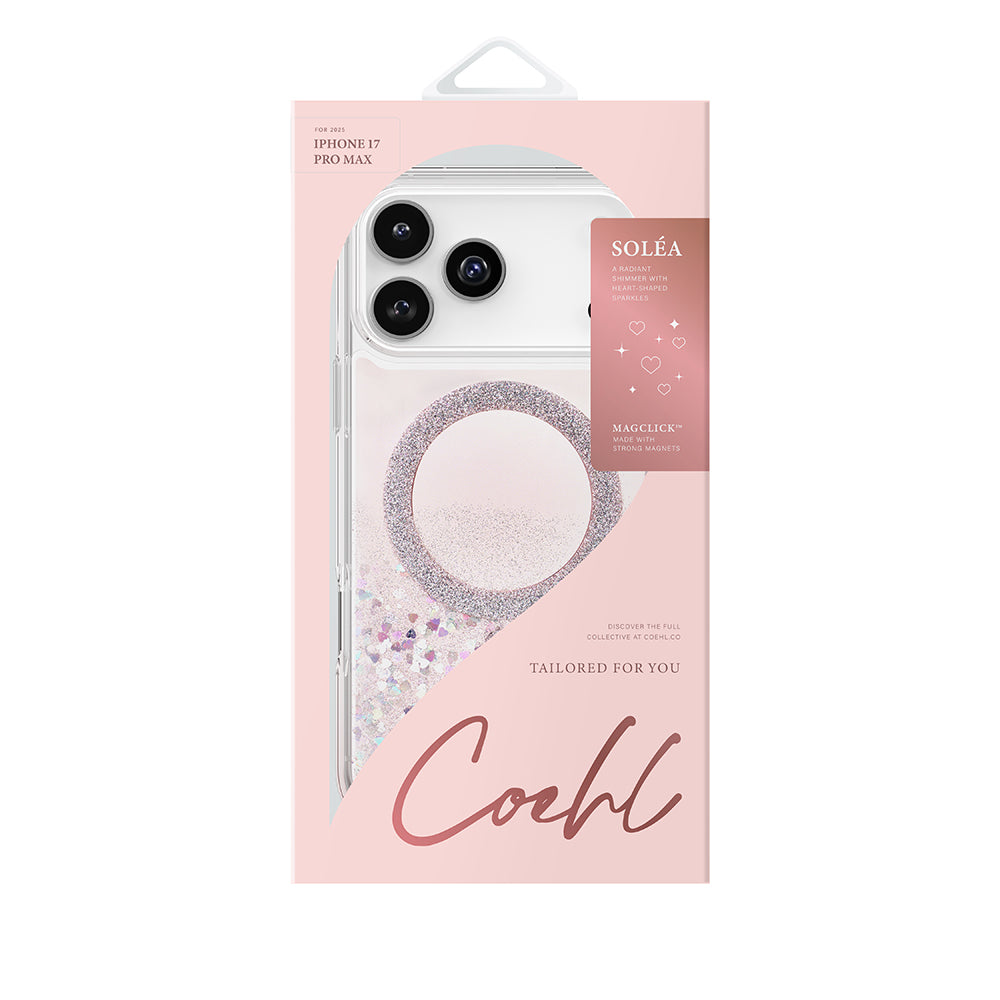 Apple iPhone 17 Pro Max Kılıf M-safe Şarj Özellikli Parlak Halkalı Coehl Solea Kapak Pembe