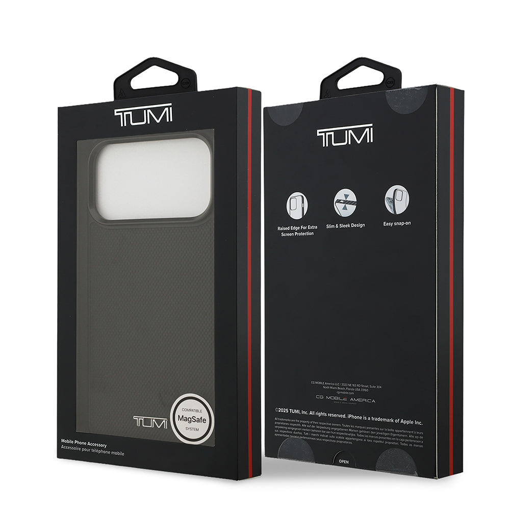 Apple iPhone 17 Pro Max Kılıf TUMI M-safe Şarj Özellikli Deri Noktalı Dizayn Kapak Siyah