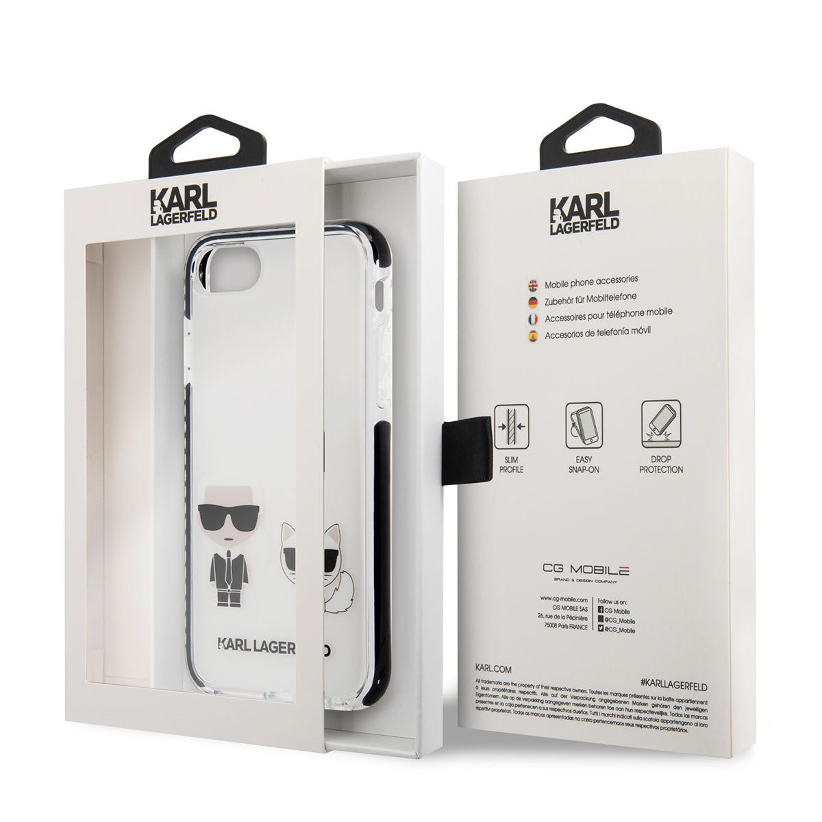 Apple iPhone SE 2020 Kılıf Karl Lagerfeld Kenarları Siyah Silikon K&C Dizayn Kapak Siyah