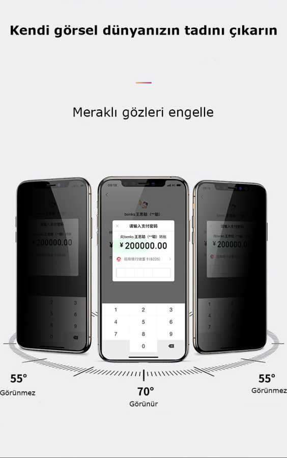 Apple iPhone XS Max 6.5 Benks 0.3mm V Pro Privacy Ekran Koruyucu Siyah