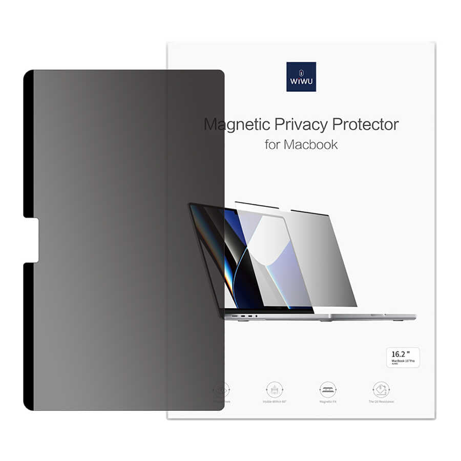 Apple Macbook Pro 16.2 2023 A2780 Wiwu iPrivacy Magnetik Hayalet Ekran Koruyucu Siyah