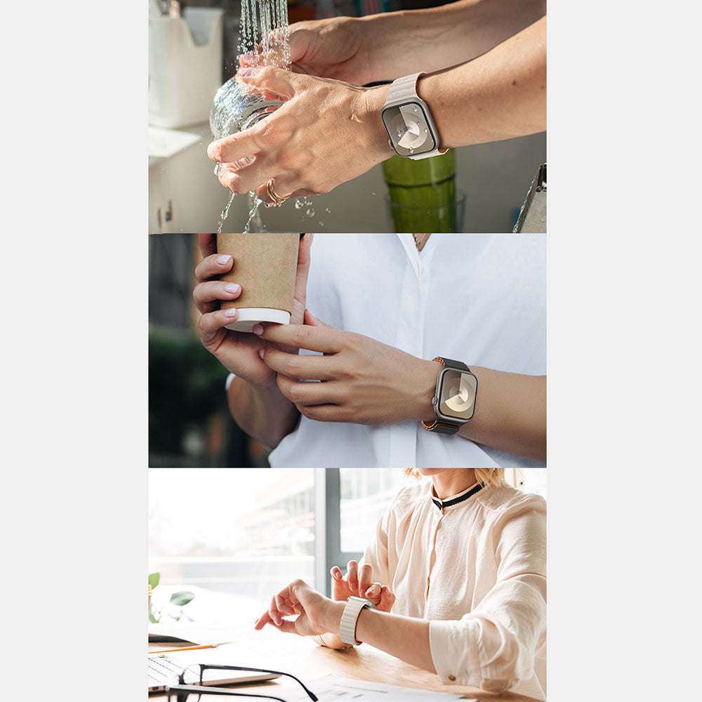 Apple Watch 42mm Benks Magnetik Tak Çıkar Silikon Strap Kayış Starlight-Turuncu