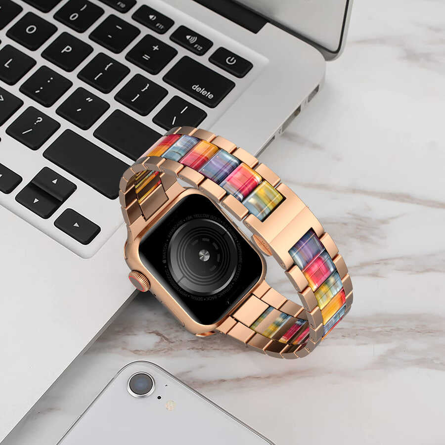 Apple Watch 42mm Wiwu Resin Steel Belt Metal Kordon Beyaz