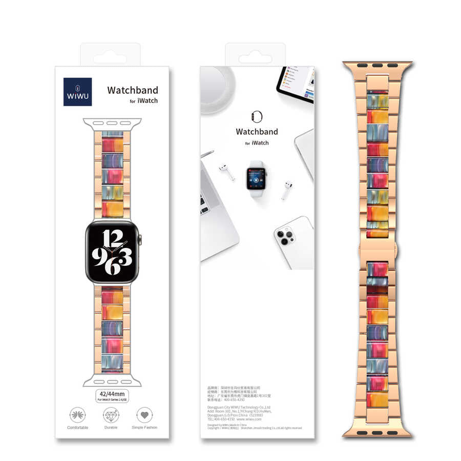 Apple Watch 42mm Wiwu Resin Steel Belt Metal Kordon Beyaz