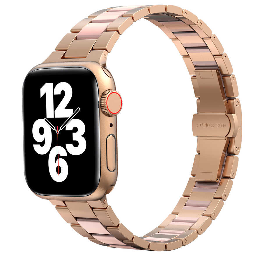 Apple Watch 42mm Wiwu Resin Steel Belt Metal Kordon Pembe