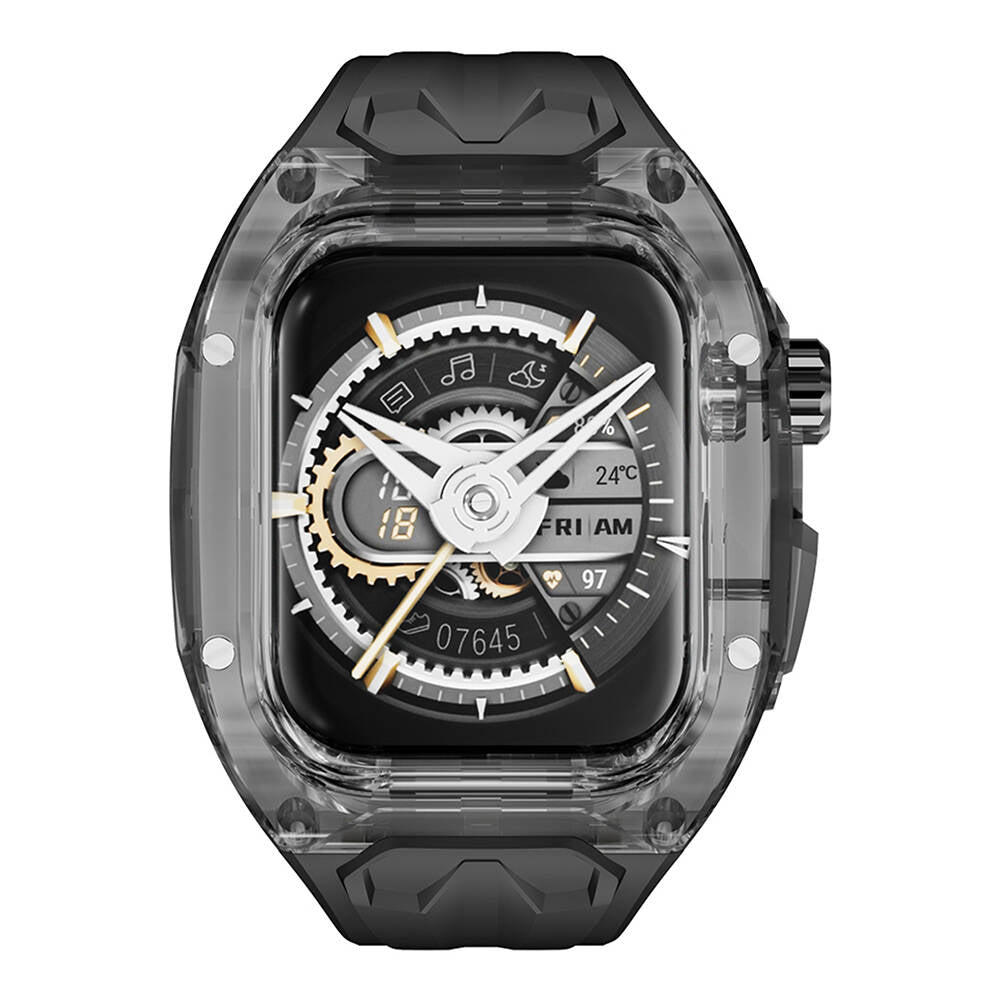 Apple Watch 42mm Wiwu Wi-WB013 Rambo Serisi 2in1 Şeffaf PC Kasa Koruyuculu Kauçuk Kordon Beyaz