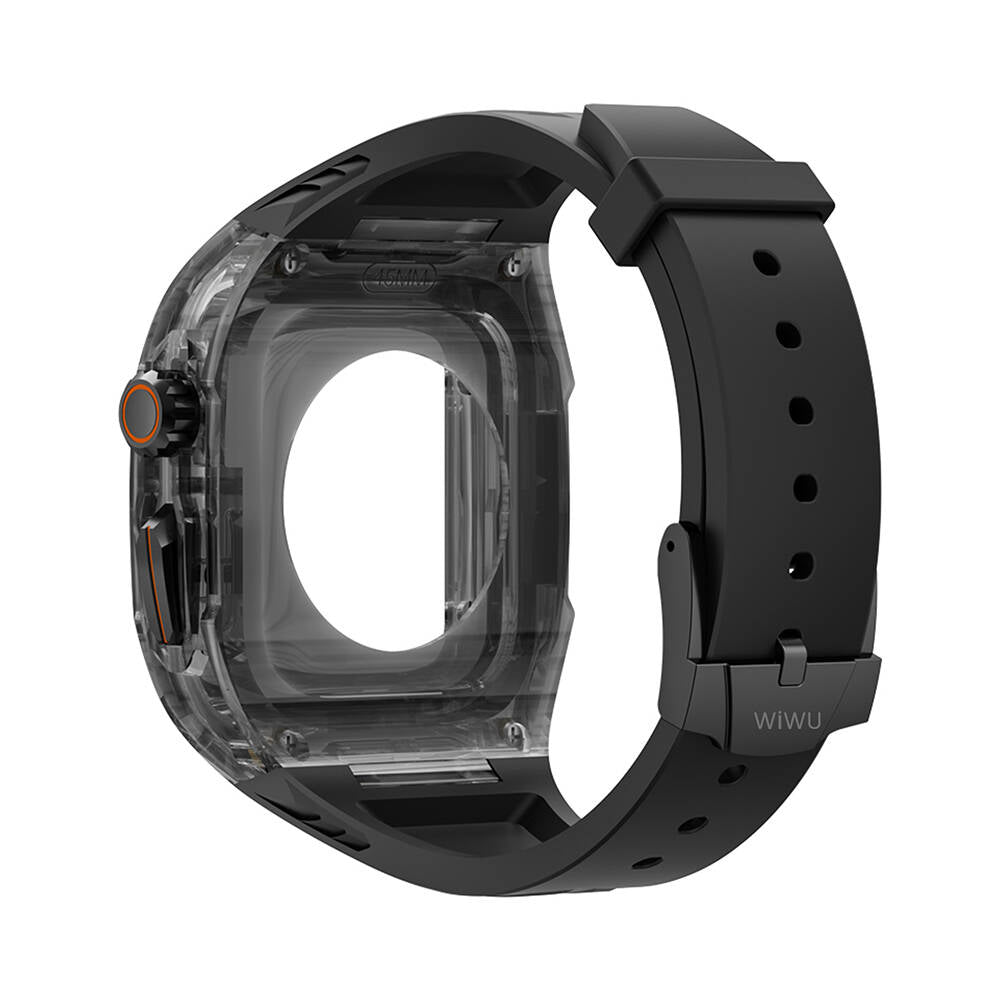 Apple Watch 42mm Wiwu Wi-WB013 Rambo Serisi 2in1 Şeffaf PC Kasa Koruyuculu Kauçuk Kordon Beyaz