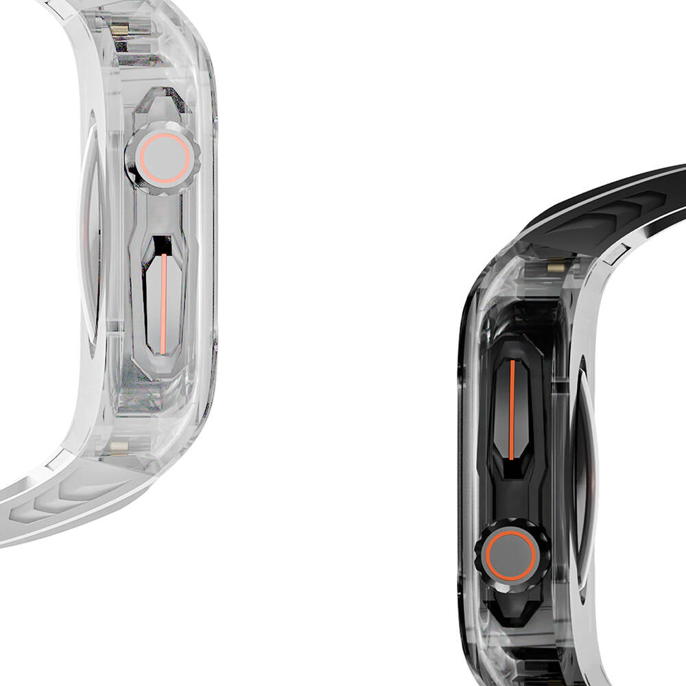 Apple Watch 42mm Wiwu Wi-WB013 Rambo Serisi 2in1 Şeffaf PC Kasa Koruyuculu Kauçuk Kordon Beyaz