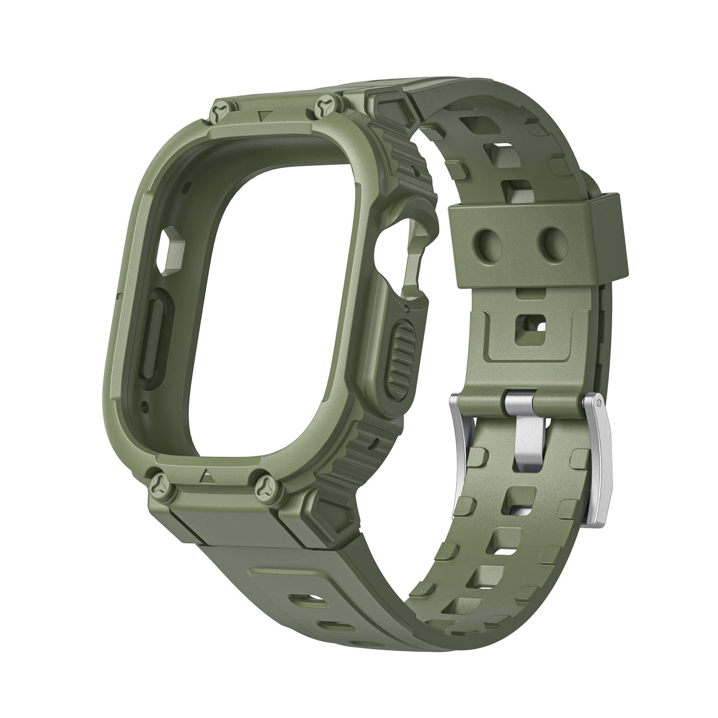 Apple Watch 44mm Wiwu Wi-WB014 Armor Serisi 2in1 Sert PC Kasa Koruyuculu Silikon Kordon Yeşil