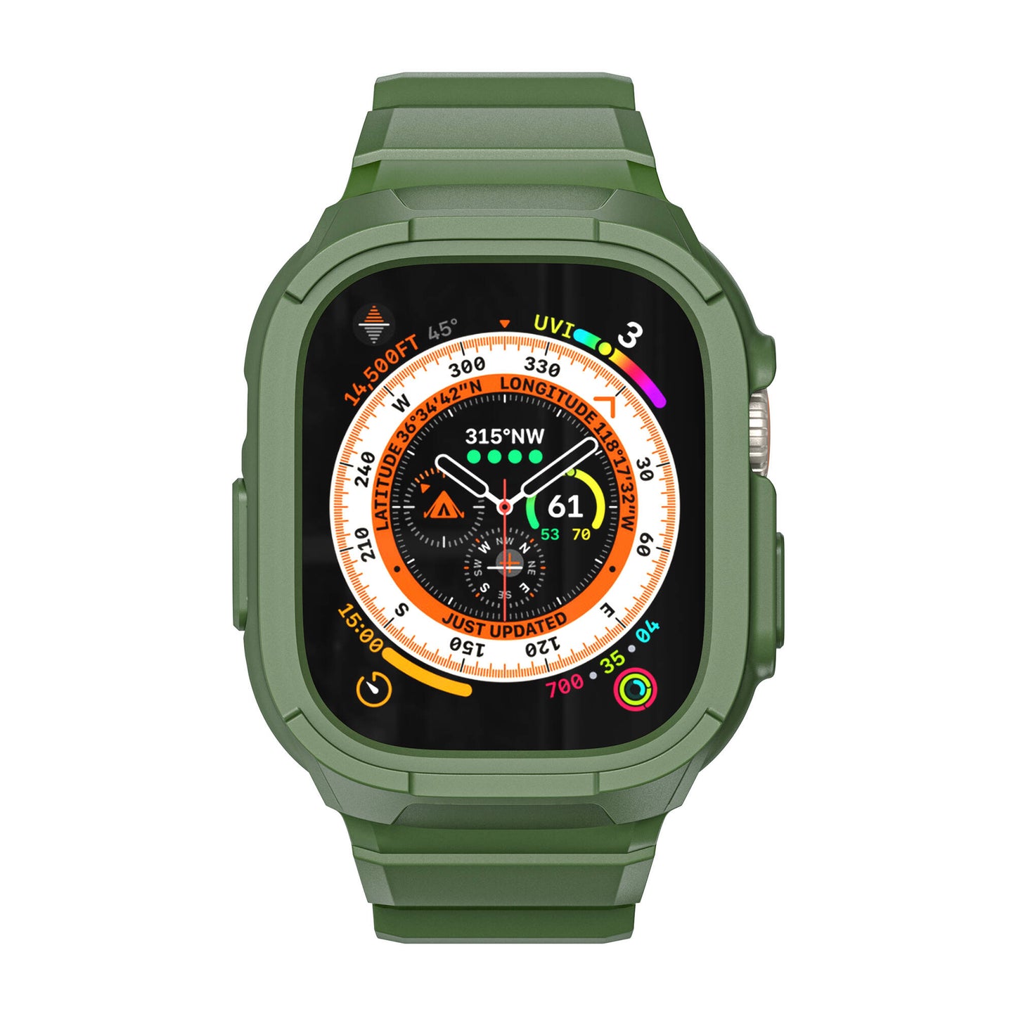 Apple Watch Ultra 49mm Wiwu Wi-WB014 Armor Serisi 2in1 Sert PC Kasa Koruyuculu Silikon Kordon Siyah