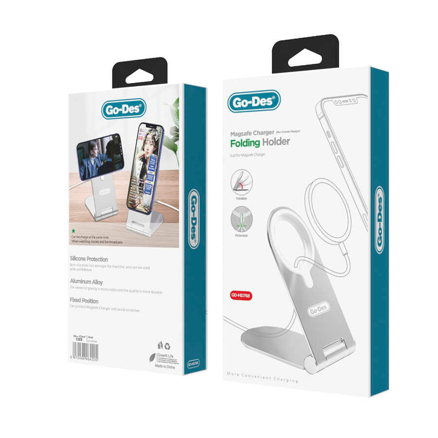 Go Des GD-HD768 Magsafe Şarj Standı Gümüş