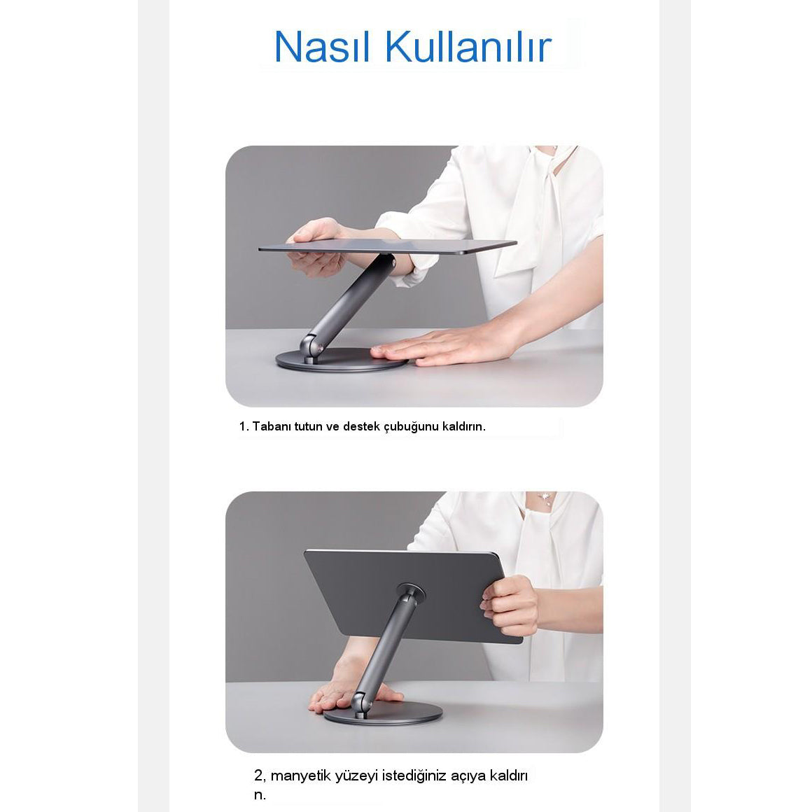 Benks L43 İnfinity Pro Pad 360 Dönebilen Mıknatıslı 12.9 İnç Tablet Standı Gri