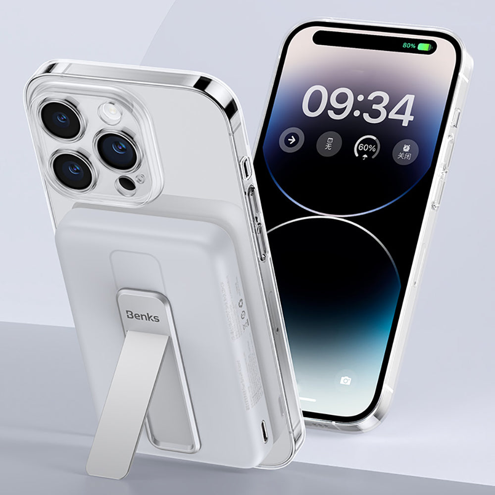 Benks MP08 Magsafe Magnetik Standlı İnce Tasarımlı Powerbank 10000mAh Beyaz