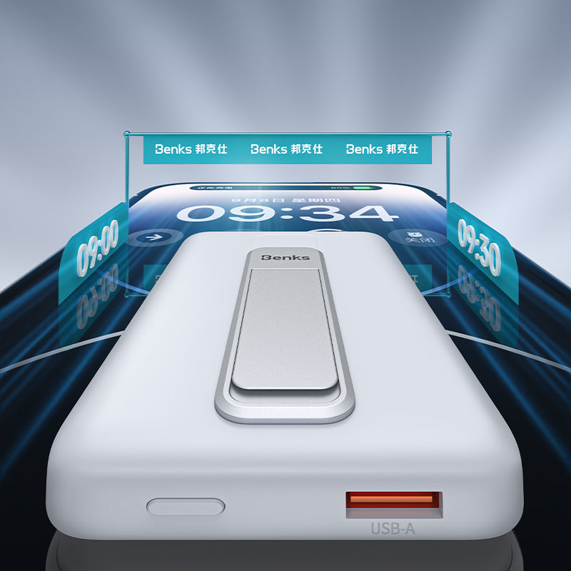 Benks MP08 Magsafe Magnetik Standlı İnce Tasarımlı Powerbank 10000mAh Beyaz