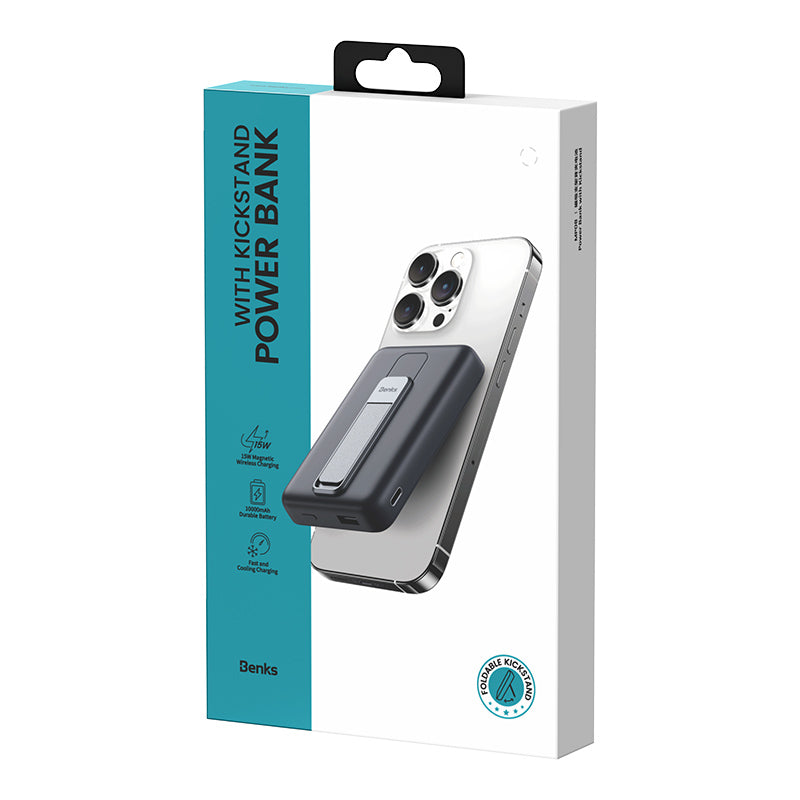 Benks MP08 Magsafe Magnetik Standlı İnce Tasarımlı Powerbank 10000mAh Beyaz