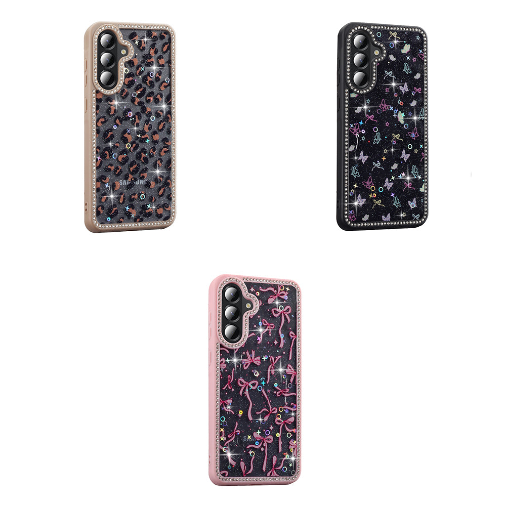 Galaxy A56 Kılıf Taşlı ve Simli Tasarım Zore Azra Kapak Pembe