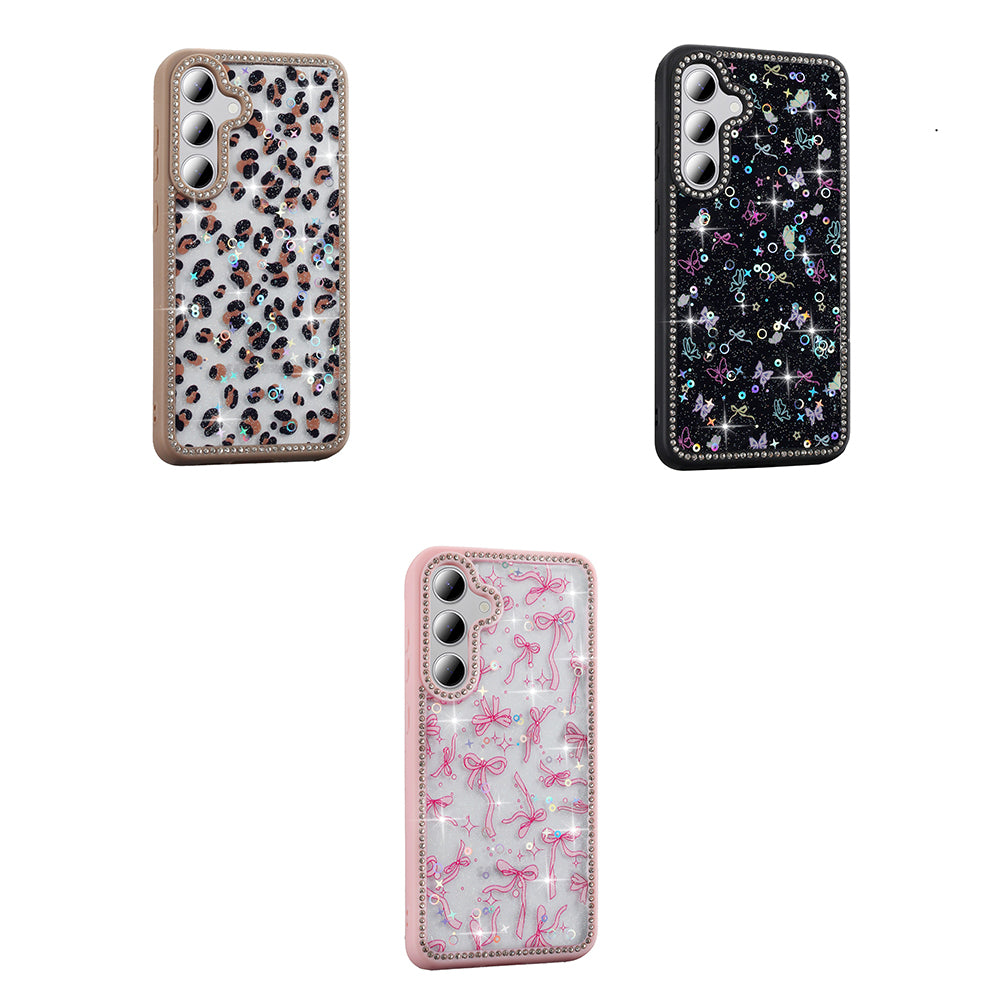 Galaxy S24 FE Kılıf Taşlı ve Simli Tasarım Zore Azra Kapak Gold