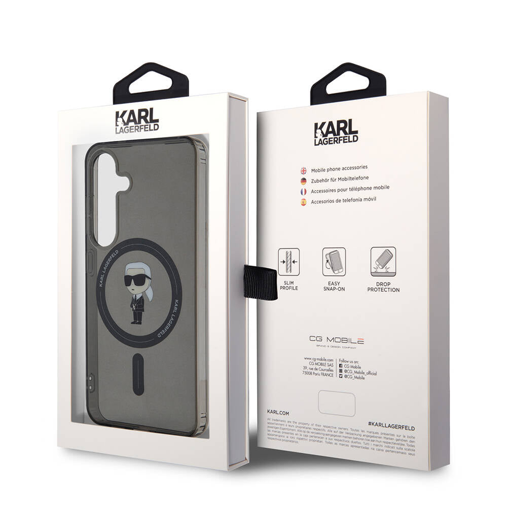Galaxy S24 Kılıf Karl Lagerfeld Orjinal Lisanslı Magsafe Şarj Özellikli Karl Head IML Baskılı Kapak Siyah