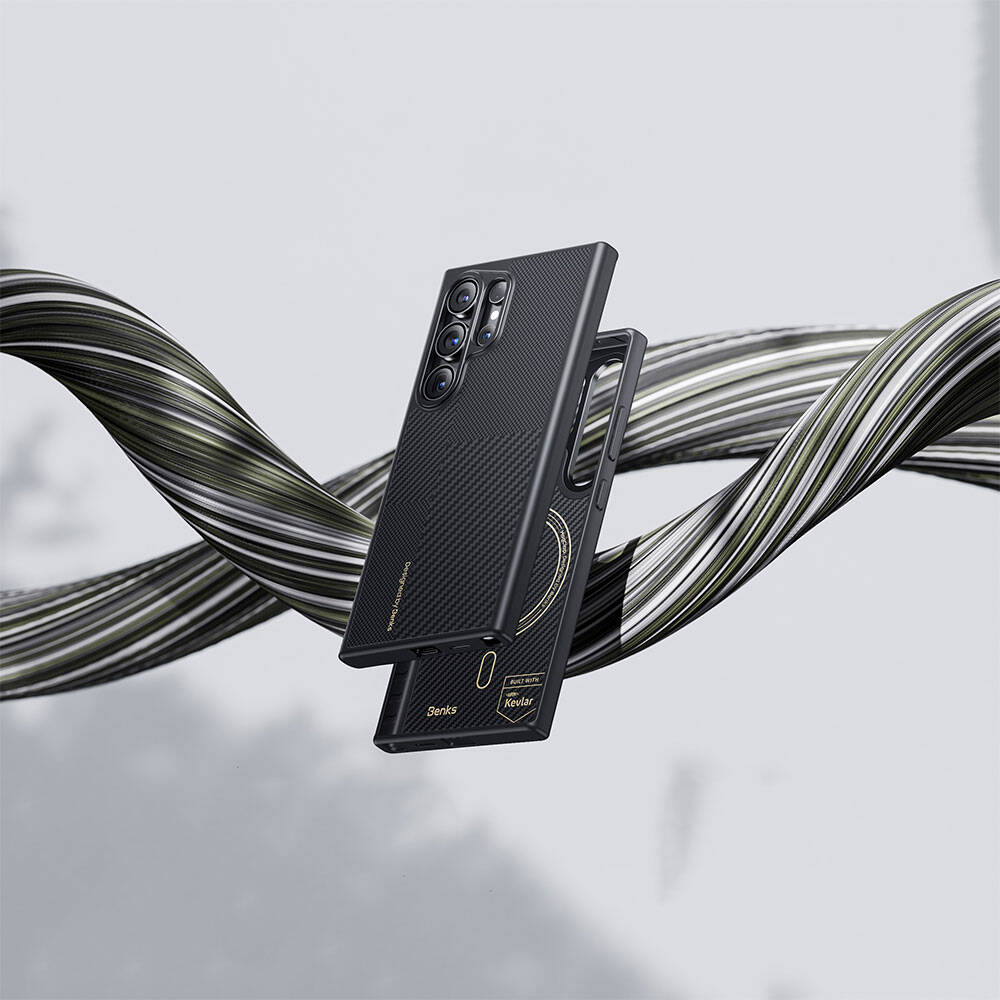 Galaxy S24 Kılıf Magsafe Şarj Özellikli Karbon Fiber Benks Montage Hybrid ArmorPro Kevlar Kapak Siyah
