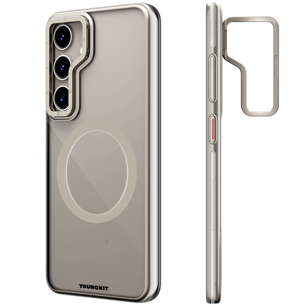 Galaxy S24 Kılıf Magsafe Şarj Özellikli Sararma Önleyici Youngkit Crystal Grid Kapak Mor