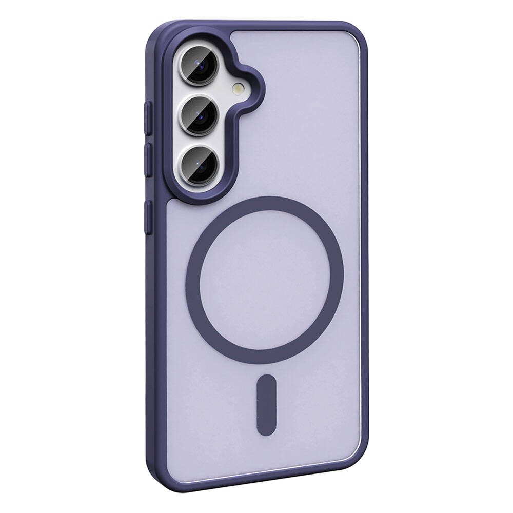 Galaxy S24 Plus Kılıf M-safe Şarj Özellikli Mat Arka Yüzey Zore Sio Kapak Lacivert