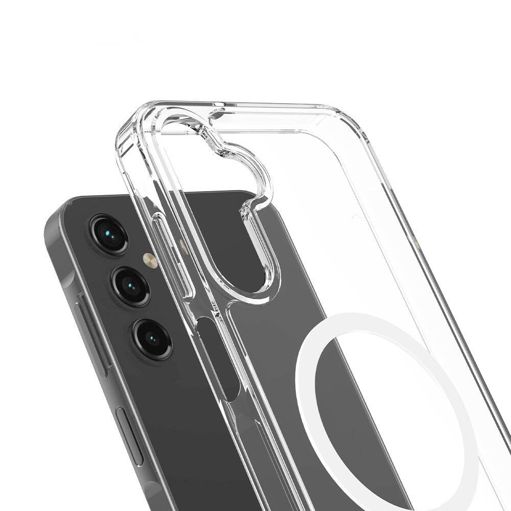 Galaxy S24 Plus Kılıf M-safe Şarj Özellikli Şeffaf Sert PC Zore Embos Kapak Renksiz