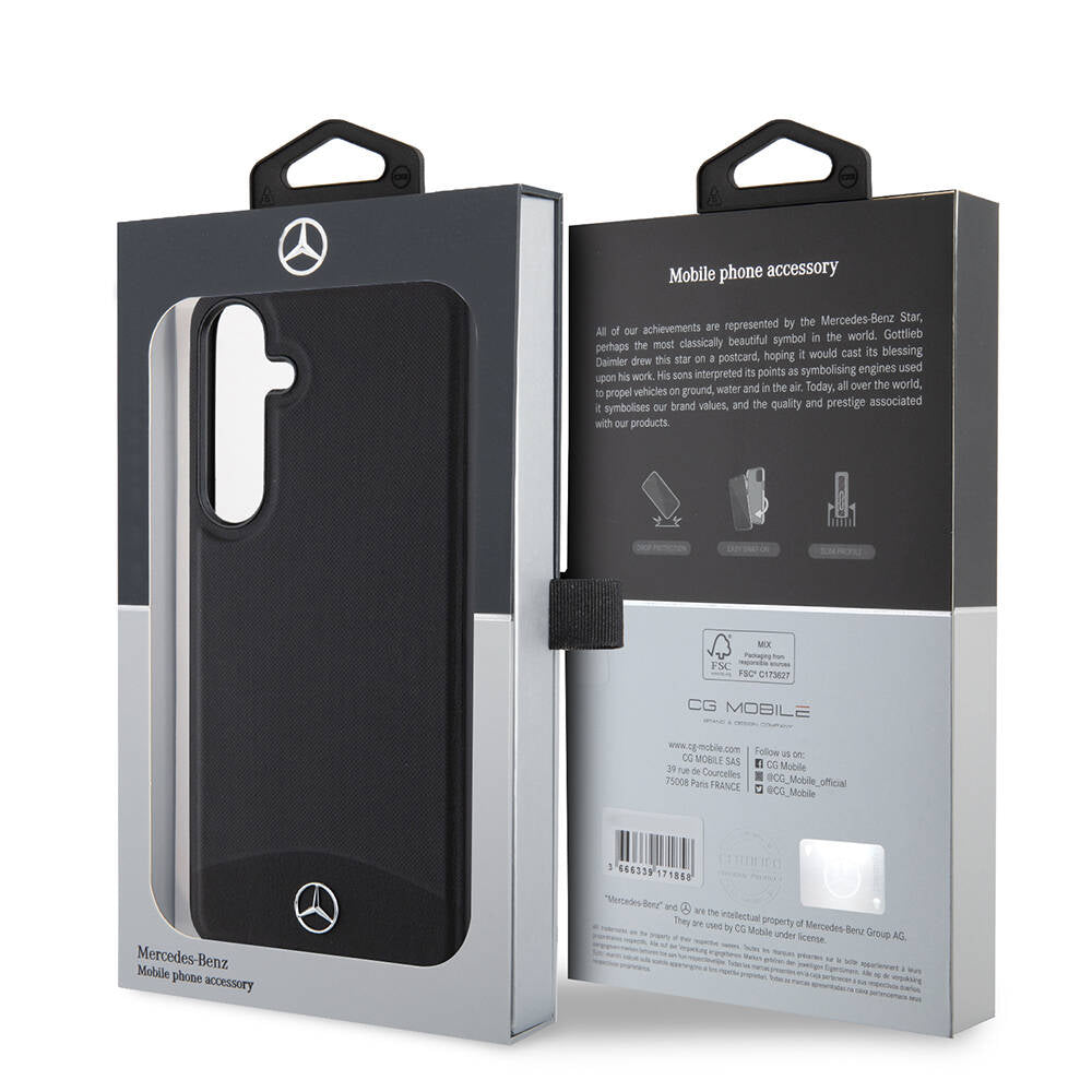 Galaxy S24 Plus Kılıf Mercedes Benz Orjinal Lisanslı Magsafe Şarj Özellikli Deri Dokumalı Sade Kapak Siyah