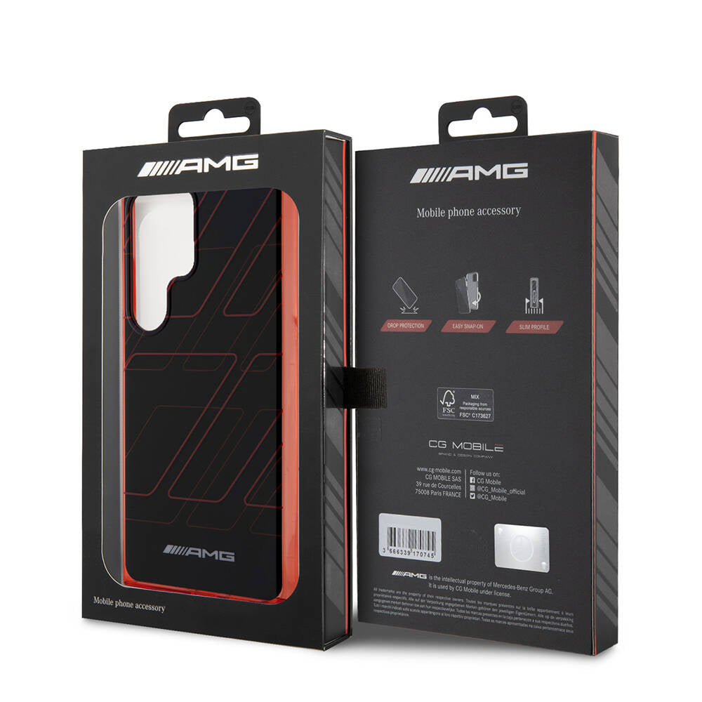 Galaxy S24 Ultra Kılıf AMG Orjinal Lisanslı Çift Katmanlı Dörtgen Desenli Kapak Siyah